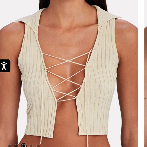 Aya Muse Reposier Tie-Front crop Top - Picture 2 of 8